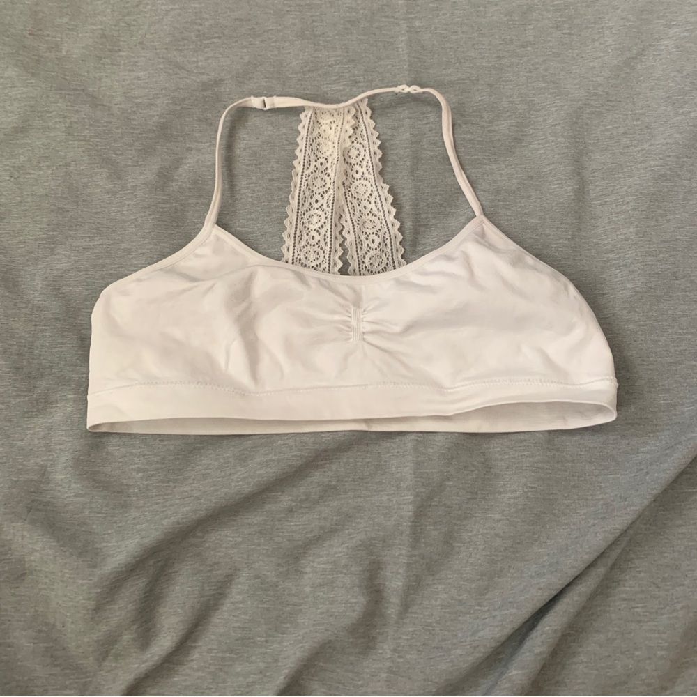 Wonder Nation White Lace-Back Sports Bra